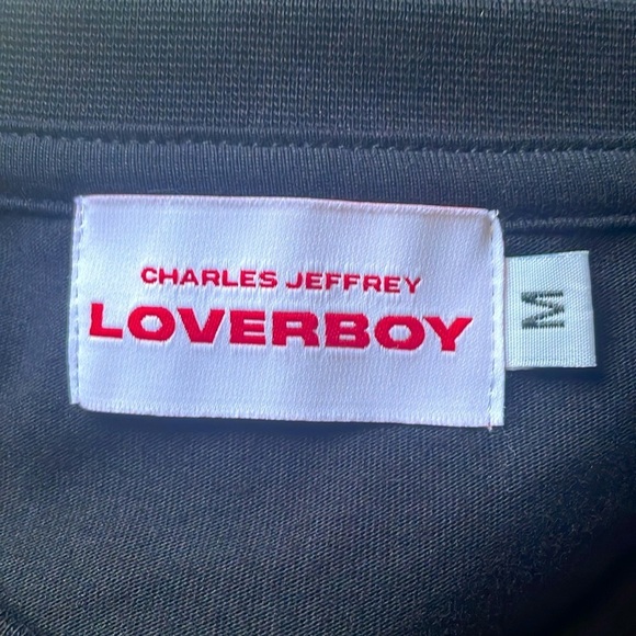 Like New Charles Jeffrey Loverboy Designer Long Sleeve Graphic Tee in Blk sz Med - Picture 8 of 9